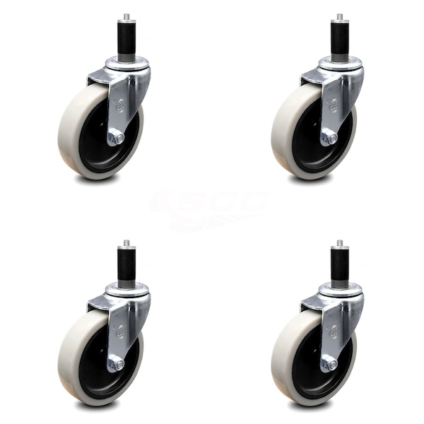 Service Caster 4 Inch Thermoplastic Rubber Wheel 1-1/4 Inch Expanding Stem Caster SCC, 4PK SCC-EX05S410-TPRS-114-4 - main